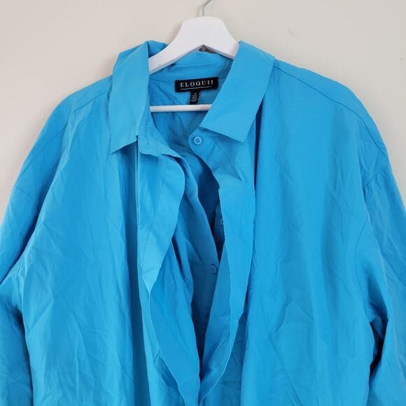 Eloquii Poplin Twofer Shirtdress Horizon Blue 24 - Picture 5 of 10